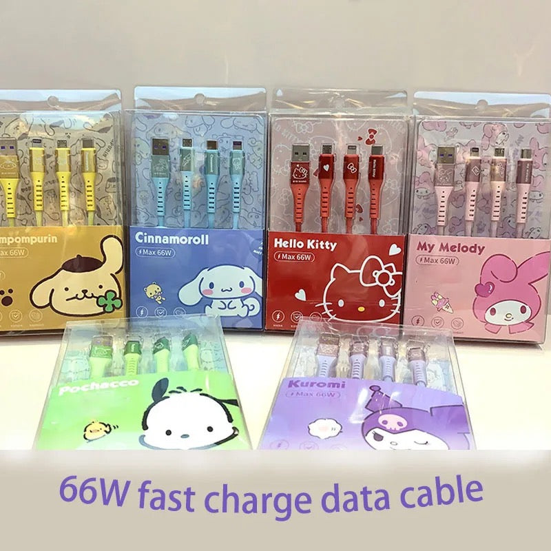 Fast Charger Cable 3-in-1 Sanrio & Friends