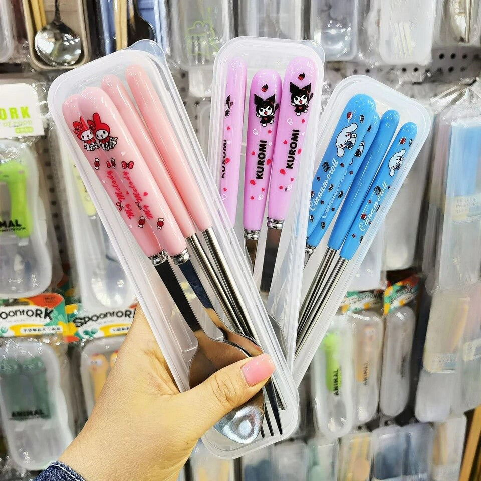 Stainless Steel Fork and Spoon Travel Set Sanrio & Friends