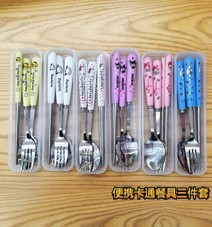 Stainless Steel Fork and Spoon Travel Set Sanrio & Friends