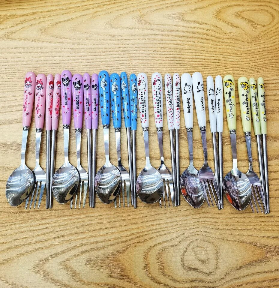 Stainless Steel Fork and Spoon Travel Set Sanrio & Friends