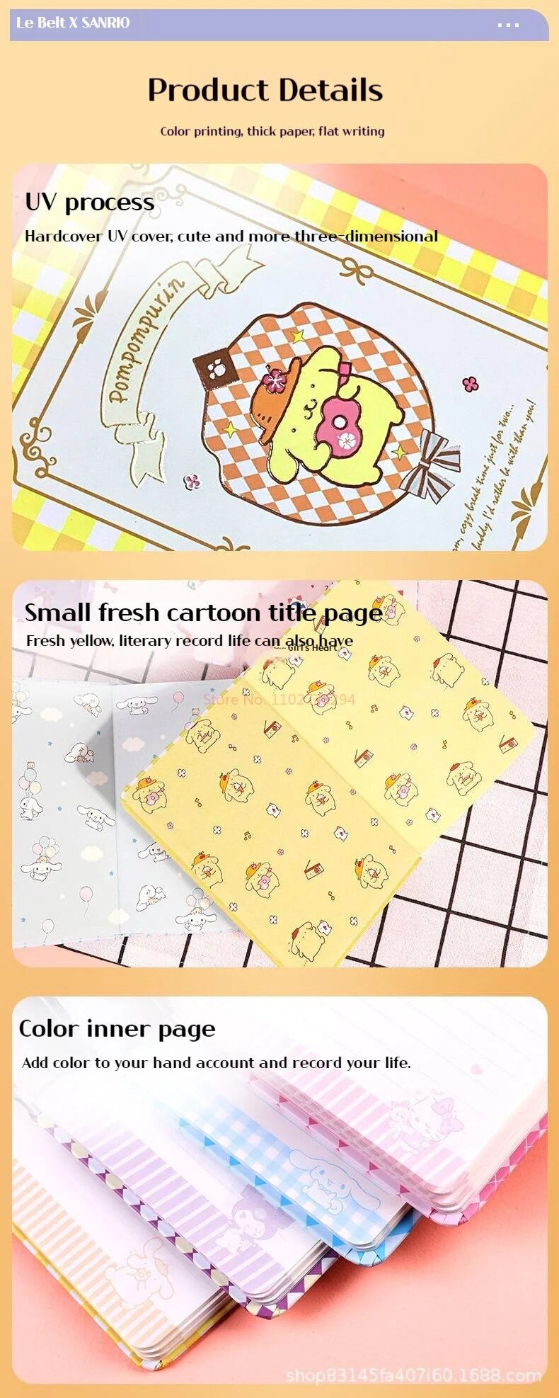 Kawaii Checkers Small Notebook Sanrio & Friends