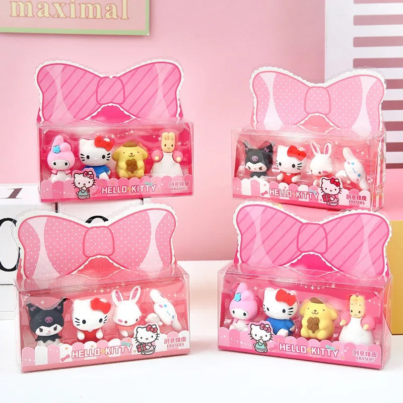 Kawaii Figure Eraser Set of 4 Sanrio & Friends